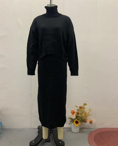 Lazy Style Knitwear Elegant Skirt Two-piece Set