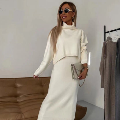 Lazy Style Knitwear Elegant Skirt Two-piece Set