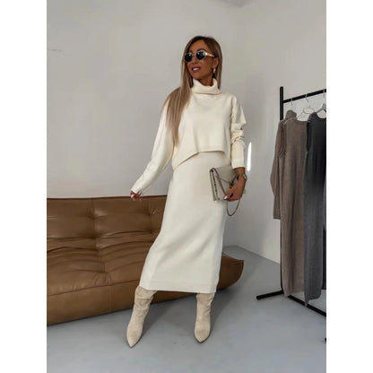 Lazy Style Knitwear Elegant Skirt Two-piece Set